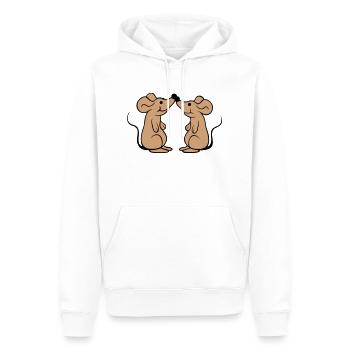 2 Mäuse Paar Verliebt Valentinstag Nasen berühren - Männer Premium Bio Hoodie - Weiß - Vorne - Nico (187cm)