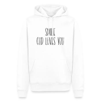 smile god loves you - Männer Premium Bio Hoodie - Weiß - Vorne - Nico (187cm)
