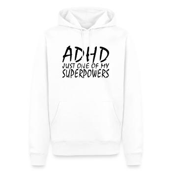 TDAH - Sweat à capuche Premium bio Homme - blanc - Devant - Nico (187cm)