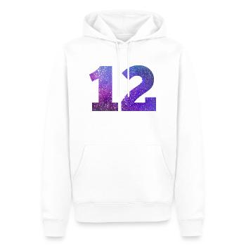 Numéro 12 galaxie - Sweat à capuche Premium bio Homme - blanc - Devant - Nico (187cm)