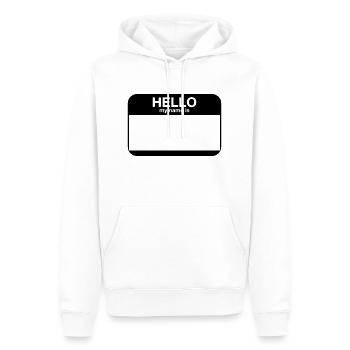hello my name is - Männer Premium Bio Hoodie - Weiß - Vorne - Nico (187cm)
