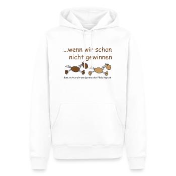 wenn_wir_schon_nicht_gewinnen - Männer Premium Bio Hoodie - Weiß - Vorne - Nico (187cm)