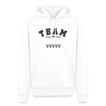 Dein TEAM – Dein Name - Sweat à capuche Premium bio Homme - blanc - Devant - Nico (187cm)