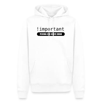 Important! - fixation depuis 2008 css - Sweat à capuche Premium bio Homme - blanc - Devant - Nico (187cm)
