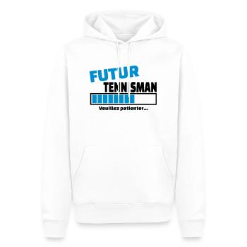 futur tennisman - Sweat à capuche Premium bio Homme - blanc - Devant - Nico (187cm)