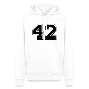 42 - Männer Premium Bio Hoodie - Weiß - Vorne - Nico (187cm)