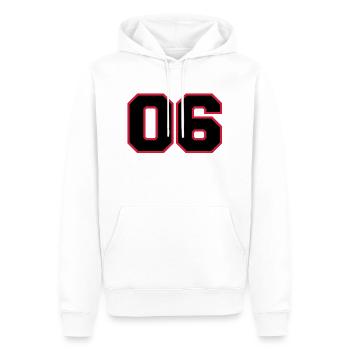 number06 - Männer Premium Bio Hoodie - Weiß - Vorne - Nico (187cm)