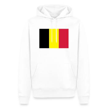 Drapeau Belge - Belgische vlag - Sweat à capuche Premium bio Homme - blanc - Devant - Nico (187cm)