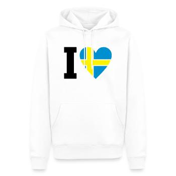 schweden_ilove_50 - Männer Premium Bio Hoodie - Weiß - Vorne - Nico (187cm)