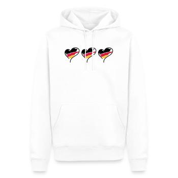 Deutschland,3,drei,Herzen - Männer Premium Bio Hoodie - Weiß - Vorne - Nico (187cm)