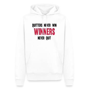 Quitters Never Win Winners Never Quit - Men’s Premium Organic Hoodie - white - Front - Nico (187cm)