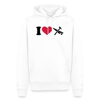 Werkzeug - Männer Premium Bio Hoodie - Weiß - Vorne - Nico (187cm)