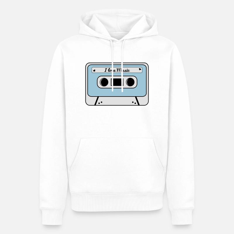 I love music cassette - Sweat à capuche Premium bio Homme - blanc
