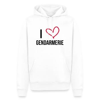 I Love Gendarmerie / Gendarmerie - Sweat à capuche Premium bio Homme - blanc - Devant - Nico (187cm)