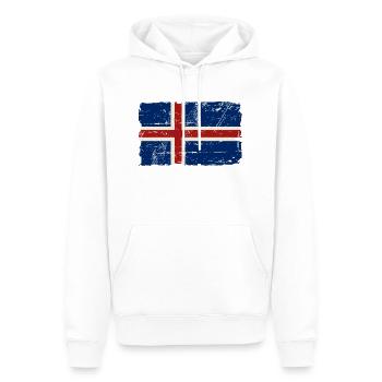 Iceland Vintage Flag - Sweat à capuche Premium bio Homme - blanc - Devant - Nico (187cm)