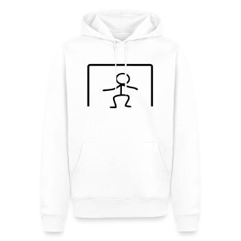 Strichmännchen Tor - Männer Premium Bio Hoodie - Weiß - Vorne - Nico (187cm)