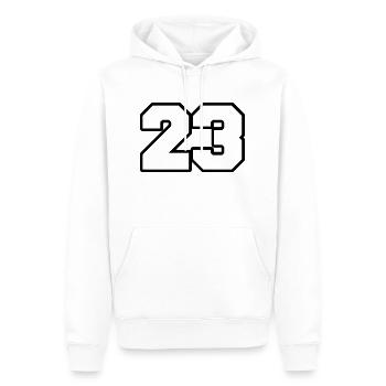 23 - Männer Premium Bio Hoodie - Weiß - Vorne - Nico (187cm)