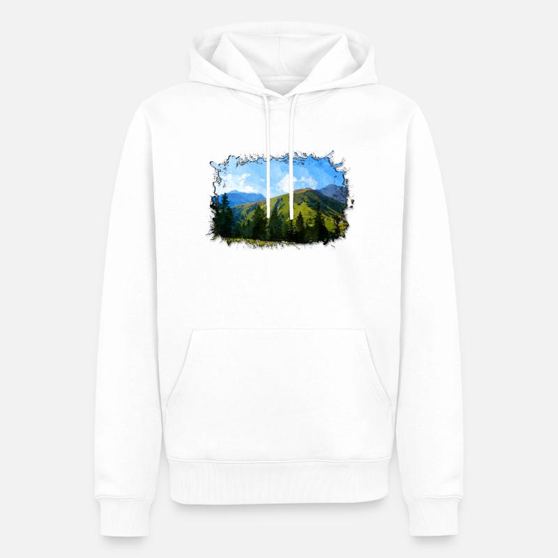 montagnes - Sweat à capuche Premium bio Homme - blanc