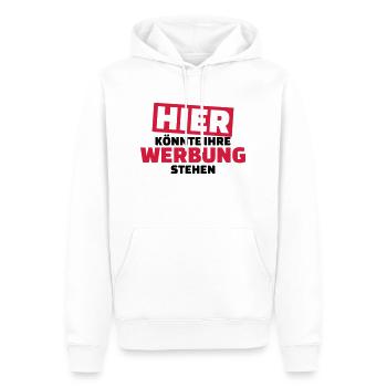 Werbung - Männer Premium Bio Hoodie - Weiß - Vorne - Nico (187cm)