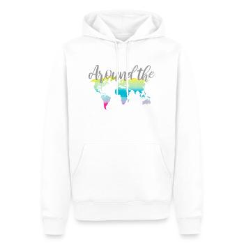 Weltkarte Around the World - Männer Premium Bio Hoodie - Weiß - Vorne - Nico (187cm)