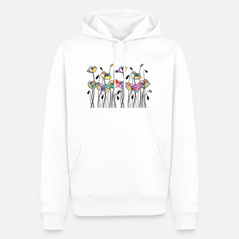 Fleurs - Sweat à capuche Premium bio Homme - blanc
