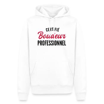 humour boudeur / certifié boudeur professionnel - Sweat à capuche Premium bio Homme - blanc - Devant - Nico (187cm)