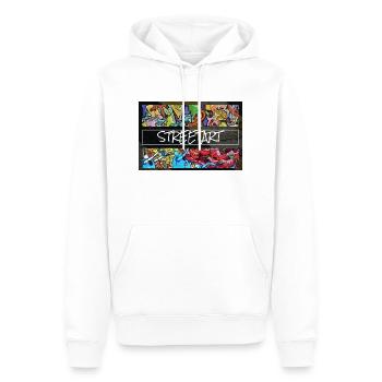 Collage streetart - Sweat à capuche Premium bio Homme - blanc - Devant - Nico (187cm)