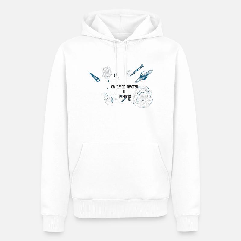 EASILY DISTRACTED BY PLANETS - Männer Premium Bio Hoodie - Weiß