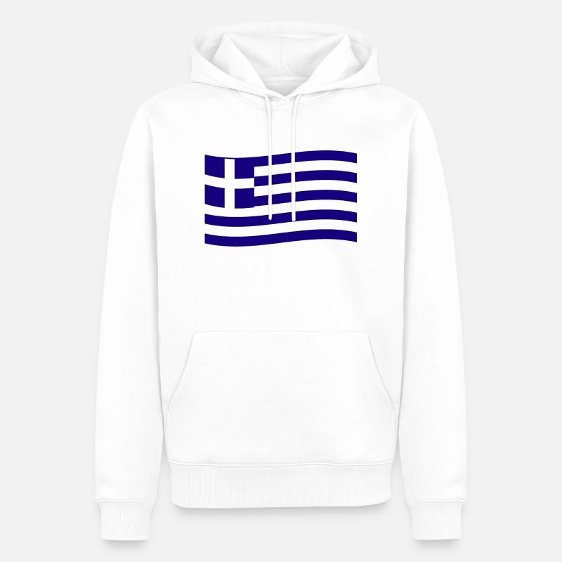 Grèce Drapeau grec Hellas Hellène - Sweat à capuche Premium bio Homme - blanc
