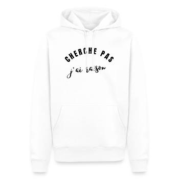 cherche pas j'ai raison - Sweat à capuche Premium bio Homme - blanc - Devant - Nico (187cm)