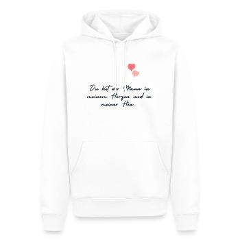 Du bist der Mann in meinem Herzen...Sprüche - Männer Premium Bio Hoodie - Weiß - Vorne - Nico (187cm)