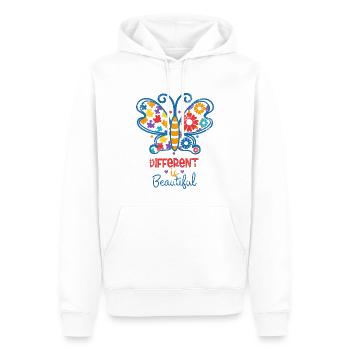 AUTISME DIFFÉRENT EST BEAU PAPILLON AJOUTER DICTON - Sweat à capuche Premium bio Homme - blanc - Devant - Nico (187cm)