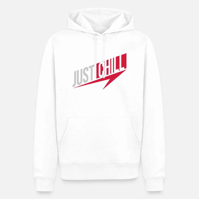 Just Chill Text Logo - Sweat à capuche Premium bio Homme - blanc