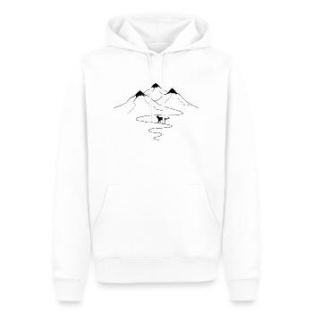 Mountain trail curves and cat - - Men’s Premium Organic Hoodie - white - Front - Nico (187cm)