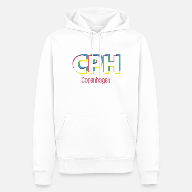Copenhague - CPH - Copenhague - Dänemark - Danemark - Sweat à capuche Premium bio Homme - blanc