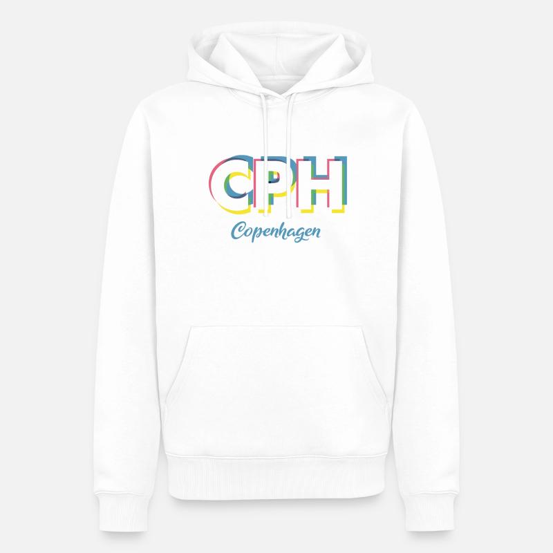 Copenhague - CPH - Copenhague - Dänemark - Danemark - Sweat à capuche Premium bio Homme - blanc