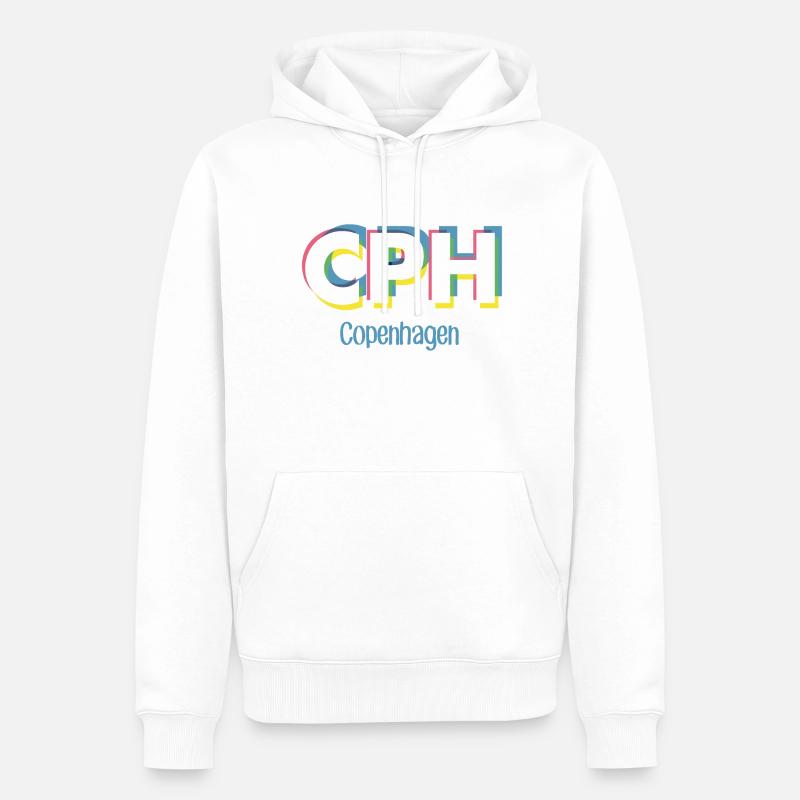 Copenhague - CPH - Copenhague - Dänemark - Danemark - Sweat à capuche Premium bio Homme - blanc