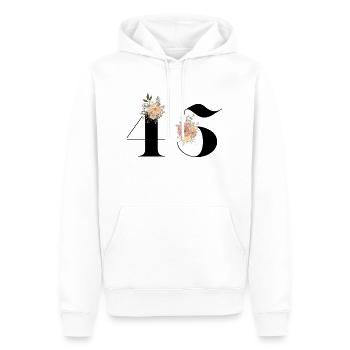 45e anniversaire fleuris (Cadeau de 45 ans) - Sweat à capuche Premium bio Homme - blanc - Devant - Nico (187cm)