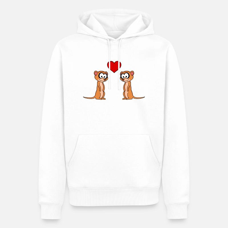 Erdmännchen Comic Paar liebe - Männer Premium Bio Hoodie - Weiß