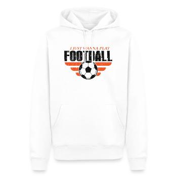 I just wanna play football - Männer Premium Bio Hoodie - Weiß - Vorne - Nico (187cm)