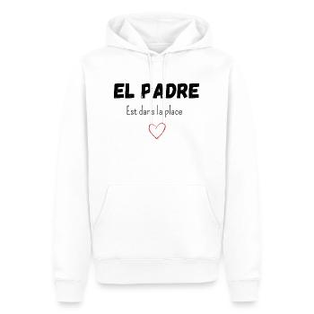 El padre est dans la place - Sweat à capuche Premium bio Homme - blanc - Devant - Nico (187cm)