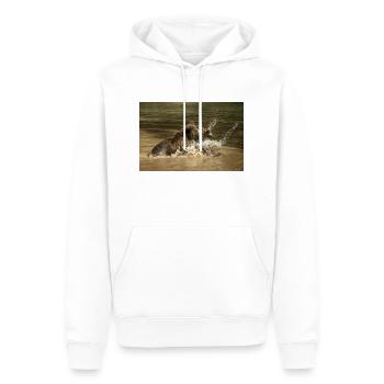 Braunbären kämpfend im Wasser - Männer Premium Bio Hoodie - Weiß - Vorne - Nico (187cm)