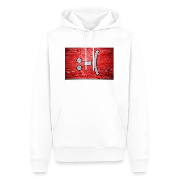 Lettrage Smiley négatif disant Graffiti :-( - Sweat à capuche Premium bio Homme - blanc - Devant - Nico (187cm)
