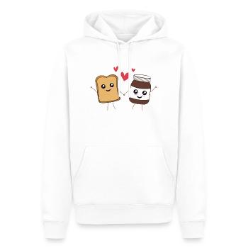Funny Food Kawaii - Biscotte and Chocolat in Love - Men’s Premium Organic Hoodie - white - Front - Nico (187cm)