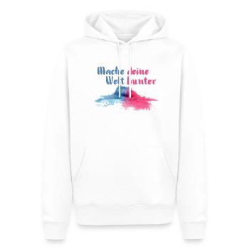 Mache deine Welt bunter - Männer Premium Bio Hoodie - Weiß - Vorne - Nico (187cm)
