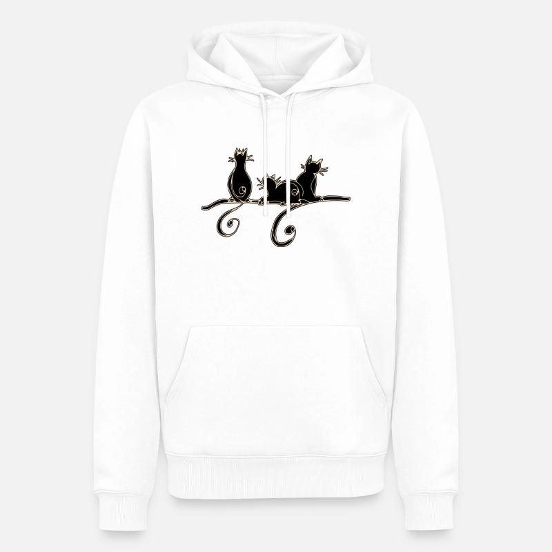 Chats - Sweat à capuche Premium bio Homme - blanc