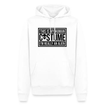 human costume alien Zitat - Männer Premium Bio Hoodie - Weiß - Vorne - Nico (187cm)