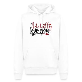 Je t’aime totalement - Sweat à capuche Premium bio Homme - blanc - Devant - Nico (187cm)