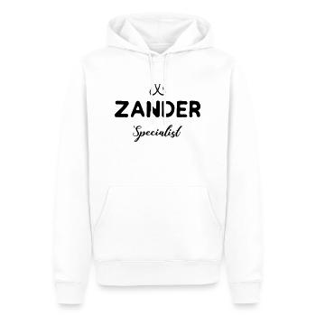 Zander Specialist - Angeln, Angler - Zander - Männer Premium Bio Hoodie - Weiß - Vorne - Nico (187cm)