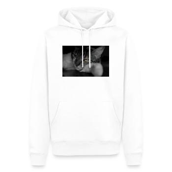 le chat au regard terrible - Sweat à capuche Premium bio Homme - blanc - Devant - Nico (187cm)
